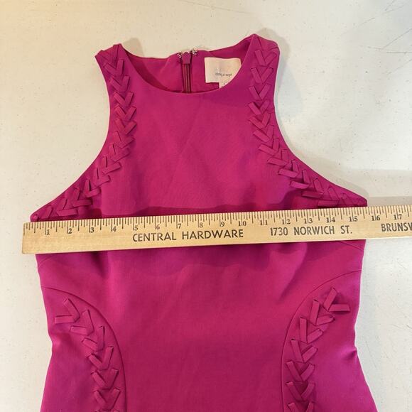 Cinq a Sept Alison Whipstiched Ponte Mini Dress Sz 4 Fuchsia Pink Stretch $395 - Picture 12 of 15